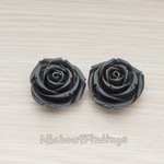 CB.152 // Chunky Rose Flower Flat Back Cabochon, 2 Pc