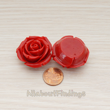 CB.152 // Chunky Rose Flower Flat Back Cabochon, 2 Pc