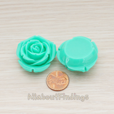 CB.152 // Chunky Rose Flower Flat Back Cabochon, 2 Pc