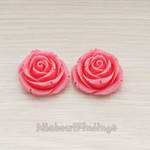 CB.152 // Chunky Rose Flower Flat Back Cabochon, 2 Pc