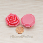 CB.152 // Chunky Rose Flower Flat Back Cabochon, 2 Pc