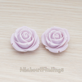 CB.152 // Chunky Rose Flower Flat Back Cabochon, 2 Pc