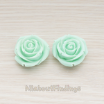 CB.152 // Chunky Rose Flower Flat Back Cabochon, 2 Pc