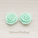 CB.152 // Chunky Rose Flower Flat Back Cabochon, 2 Pc