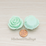 CB.152 // Chunky Rose Flower Flat Back Cabochon, 2 Pc