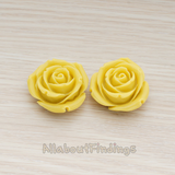 CB.152 // Chunky Rose Flower Flat Back Cabochon, 2 Pc