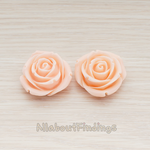 CB.152 // Chunky Rose Flower Flat Back Cabochon, 2 Pc