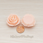 CB.152 // Chunky Rose Flower Flat Back Cabochon, 2 Pc