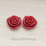 CB.152 // Chunky Rose Flower Flat Back Cabochon, 2 Pc