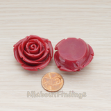 CB.152 // Chunky Rose Flower Flat Back Cabochon, 2 Pc