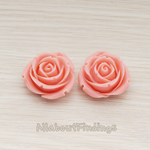 CB.152 // Chunky Rose Flower Flat Back Cabochon, 2 Pc