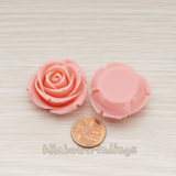 CB.152 // Chunky Rose Flower Flat Back Cabochon, 2 Pc