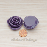 CB.152 // Chunky Rose Flower Flat Back Cabochon, 2 Pc