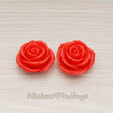 CB.152 // Chunky Rose Flower Flat Back Cabochon, 2 Pc