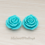 CB.152 // Chunky Rose Flower Flat Back Cabochon, 2 Pc