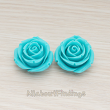 CB.152 // Chunky Rose Flower Flat Back Cabochon, 2 Pc