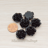 CB.157-01 // Medium Angelique Rose Flower Flat Back Cabochon, 4 Pc