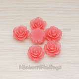 CB.157-01 // Medium Angelique Rose Flower Flat Back Cabochon, 4 Pc