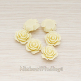 CB.157-01 // Medium Angelique Rose Flower Flat Back Cabochon, 4 Pc