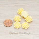 CB.157-02 // Small Angelique Rose Flower Flat Back Cabochon, 4 Pc