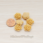 CB.157-02 // Small Angelique Rose Flower Flat Back Cabochon, 4 Pc