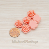 CB.157-02 // Small Angelique Rose Flower Flat Back Cabochon, 4 Pc