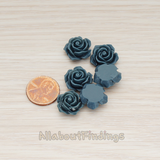 CB.157-02 // Small Angelique Rose Flower Flat Back Cabochon, 4 Pc