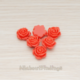 CB.157-02 // Small Angelique Rose Flower Flat Back Cabochon, 4 Pc