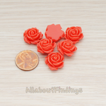 CB.157-02 // Small Angelique Rose Flower Flat Back Cabochon, 4 Pc