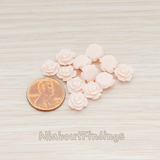 CB.157-04 // XSmall Angelique Rose Flower Flat Back Cabochon, 8 Pc