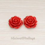 CB.157-06 // XLarge Angelique Rose Flower Flat Back Cabochon, 2 Pc