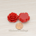 CB.157-06 // XLarge Angelique Rose Flower Flat Back Cabochon, 2 Pc