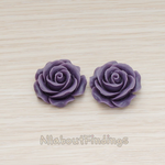 CB.157-06 // XLarge Angelique Rose Flower Flat Back Cabochon, 2 Pc