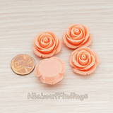 CB.181-01 // Chunky Rose Flower Flat Back Cabochon, 4 Pc