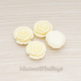 CB.181-01 // Chunky Rose Flower Flat Back Cabochon, 4 Pc