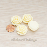 CB.181-01 // Chunky Rose Flower Flat Back Cabochon, 4 Pc