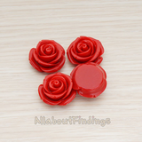 CB.181-01 // Chunky Rose Flower Flat Back Cabochon, 4 Pc