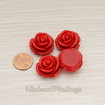 CB.181-01 // Chunky Rose Flower Flat Back Cabochon, 4 Pc