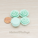 CB.181-01 // Chunky Rose Flower Flat Back Cabochon, 4 Pc