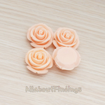 CB.181-01 // Chunky Rose Flower Flat Back Cabochon, 4 Pc