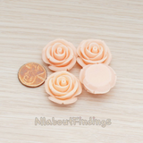 CB.181-01 // Chunky Rose Flower Flat Back Cabochon, 4 Pc