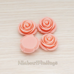 CB.181-01 // Chunky Rose Flower Flat Back Cabochon, 4 Pc