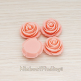 CB.181-01 // Chunky Rose Flower Flat Back Cabochon, 4 Pc