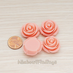 CB.181-01 // Chunky Rose Flower Flat Back Cabochon, 4 Pc