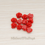 CB.191-01 // Small Bloom Rose Flower Flat Back Cabochon, 6 Pc