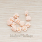 CB.191-01 // Small Bloom Rose Flower Flat Back Cabochon, 6 Pc
