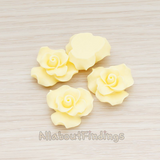 CB.191 // Bloom Rose Flower Flat Back Cabochon, 4 Pc