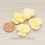 CB.191 // Bloom Rose Flower Flat Back Cabochon, 4 Pc