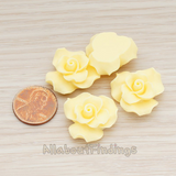 CB.191 // Bloom Rose Flower Flat Back Cabochon, 4 Pc