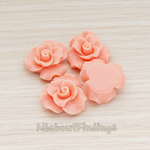 CB.191 // Bloom Rose Flower Flat Back Cabochon, 4 Pc